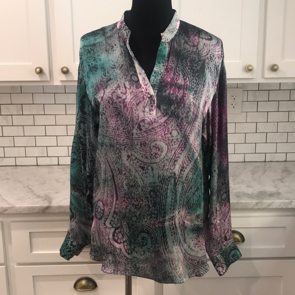 Worth Tops - Worth New York Silk Top Tunic Womens Size Small Blouse Blue Purple Paisley
